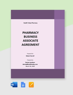 Pharmacy Business Associate Agreement Template