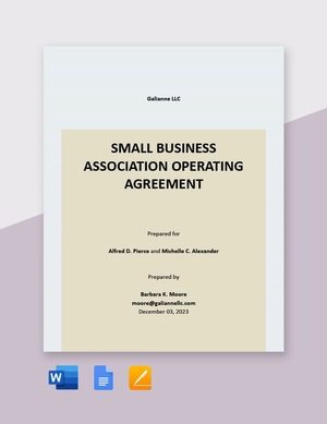 Small Business Association Operating Agreement Template