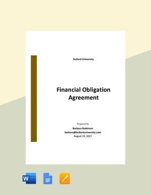 Financial Obligation Agreement Template