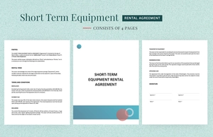 Short Term Equipment Rental Agreement Template