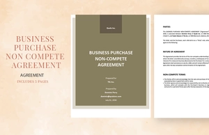 Business Purchase Non Compete Agreement Template