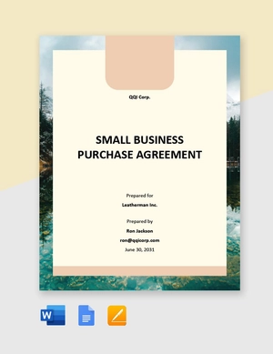 Small Business Purchase Agreement Template Small Business Purchase Agreement Template