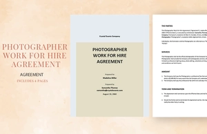 Photographer Work For Hire Agreement Template