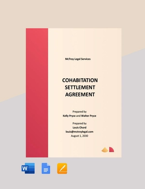 Cohabitation Settlement Agreement Template