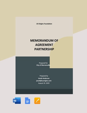 Memorandum Of Agreement Partnership Template