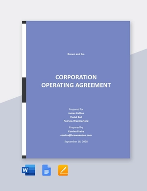 Corporation Operating Agreement Template
