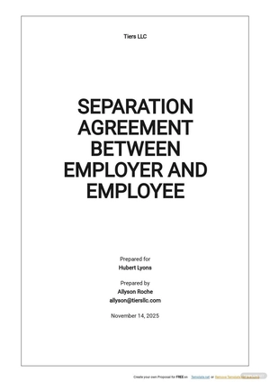 Separation Agreement Between Employer And Employee Template