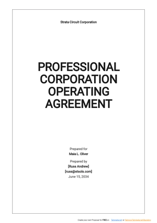 Professional Corporation Operating Agreement Template