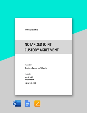 Notarized Joint Custody Agreement Template