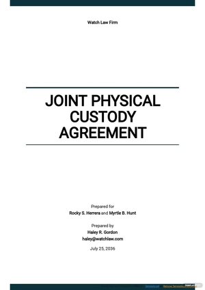 Joint Physical Custody Agreement Template