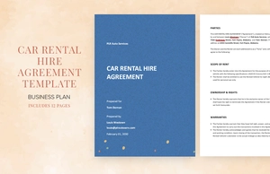 Car Rental Hire Agreement Template Car Rental Hire Agreement Template