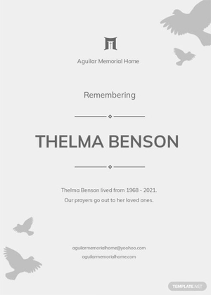 Obituary Prayer Card Template