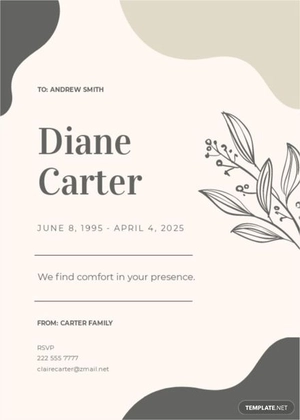 Obituary Memorial Card Template