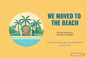 Moved To The Beach Card Template