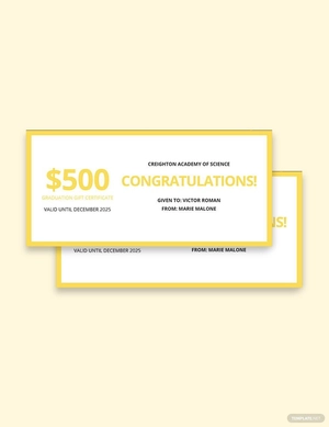 Graduation Gift Certificate Template