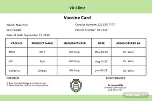 Sample Vaccine Card Template