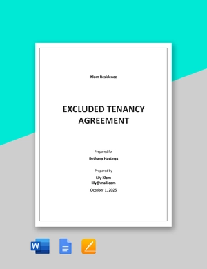 Excluded Tenancy Agreement Template Excluded Tenancy Agreement Template