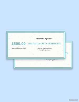 Birthday Gift Certificate Template
