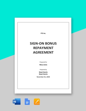 Sign-On Bonus Repayment Agreement Template Sign-On Bonus Repayment Agreement Template