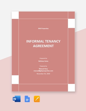 Informal Tenancy Agreement Template Informal Tenancy Agreement Template