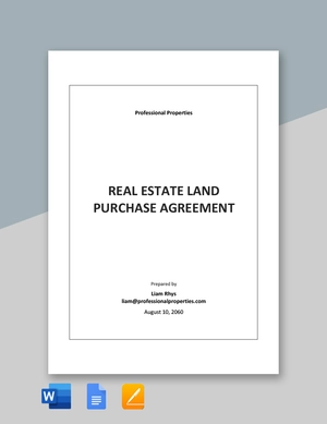 Real Estate Land Purchase Agreement Template