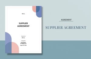 Supplier Agreement Template Supplier Agreement Template