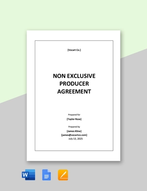 Non Exclusive Producer Agreement Template