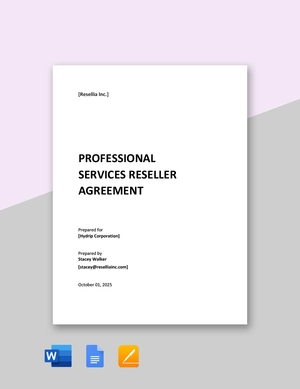 Professional Services Reseller Agreement Template