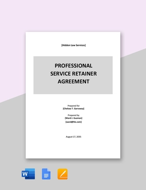 Professional Services Retainer Agreement Template