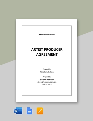 Artist Producer Agreement Template Artist Producer Agreement Template