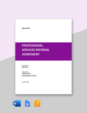 Professional Services Referral Agreement Template