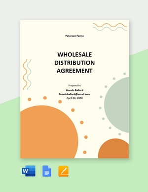 Wholesale Distribution Agreement Template Wholesale Distribution Agreement Template