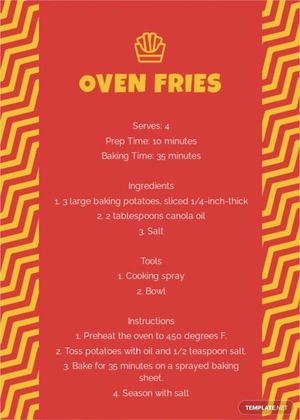 Food Menu Recipe Card Template