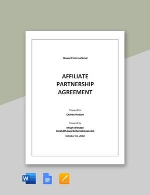 Affiliate Partnership Agreement Template Affiliate Partnership Agreement Template