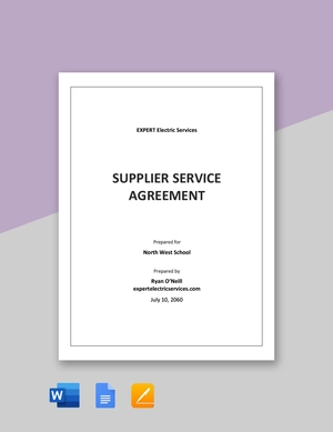 Supplier Service Agreement Template Supplier Service Agreement Template
