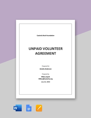 Unpaid Volunteer Agreement Template