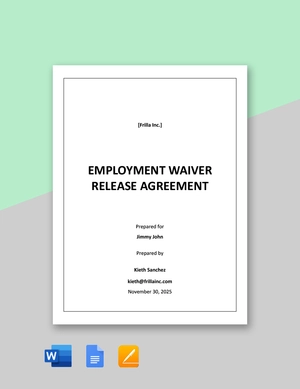 Employment Waiver Release Agreement Template