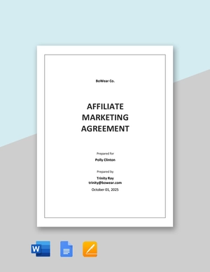 Affiliate Marketing Agreement Template Affiliate Marketing Agreement Template