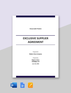 Exclusive Supplier Agreement Template