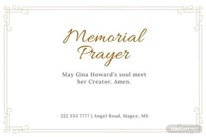 Memorial Prayer Card Template