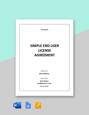 Simple End User License Agreement Template