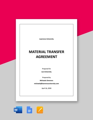 Material Transfer Agreement Template Material Transfer Agreement Template