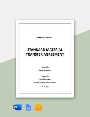 Standard Material Transfer Agreement Template