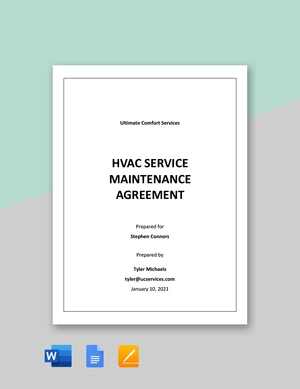 HVAC Service Maintenance Agreement Template HVAC Service Maintenance Agreement Template