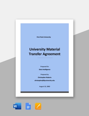 University Material Transfer Agreement Template