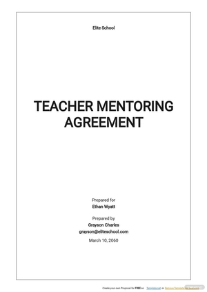 Teacher Mentoring Agreement Template Teacher Mentoring Agreement Template