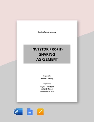 Investor Profit Sharing Agreement Template