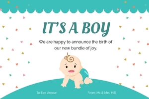 Baby Boy Announcement Card Template