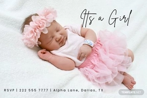 Baby Girl Announcement Card Template
