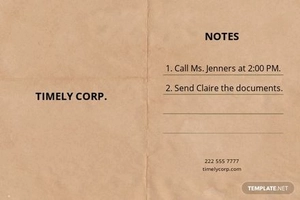 Folded Note Card Template